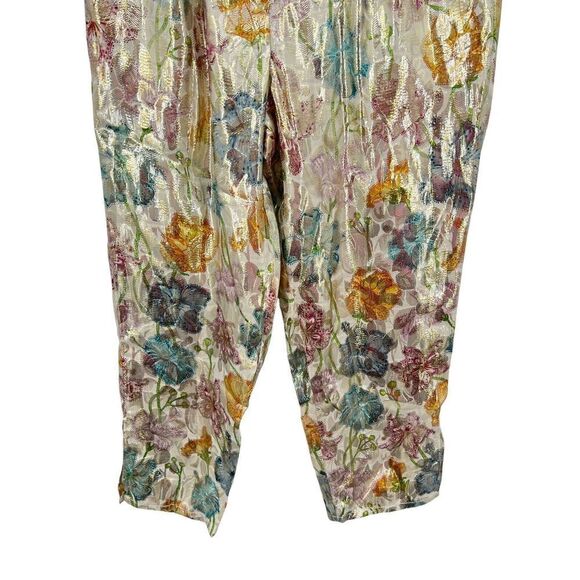 Hayley Menzies Shimmering Bonita Silk Jacquard Tailored Trousers Size Small - Picture 5 of 15